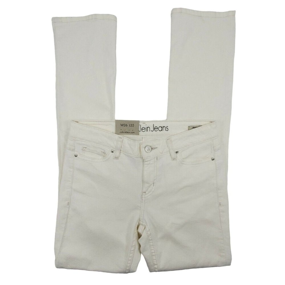 Calvin Klein Women's Straight Leg Jeans - White - Picture 2 of 11